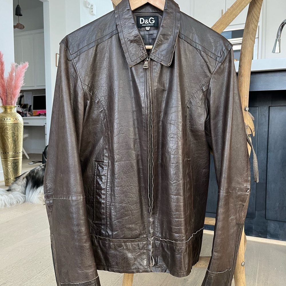 VINTAGE authentic Dolce & Gabbana Men’s Leather Jacket